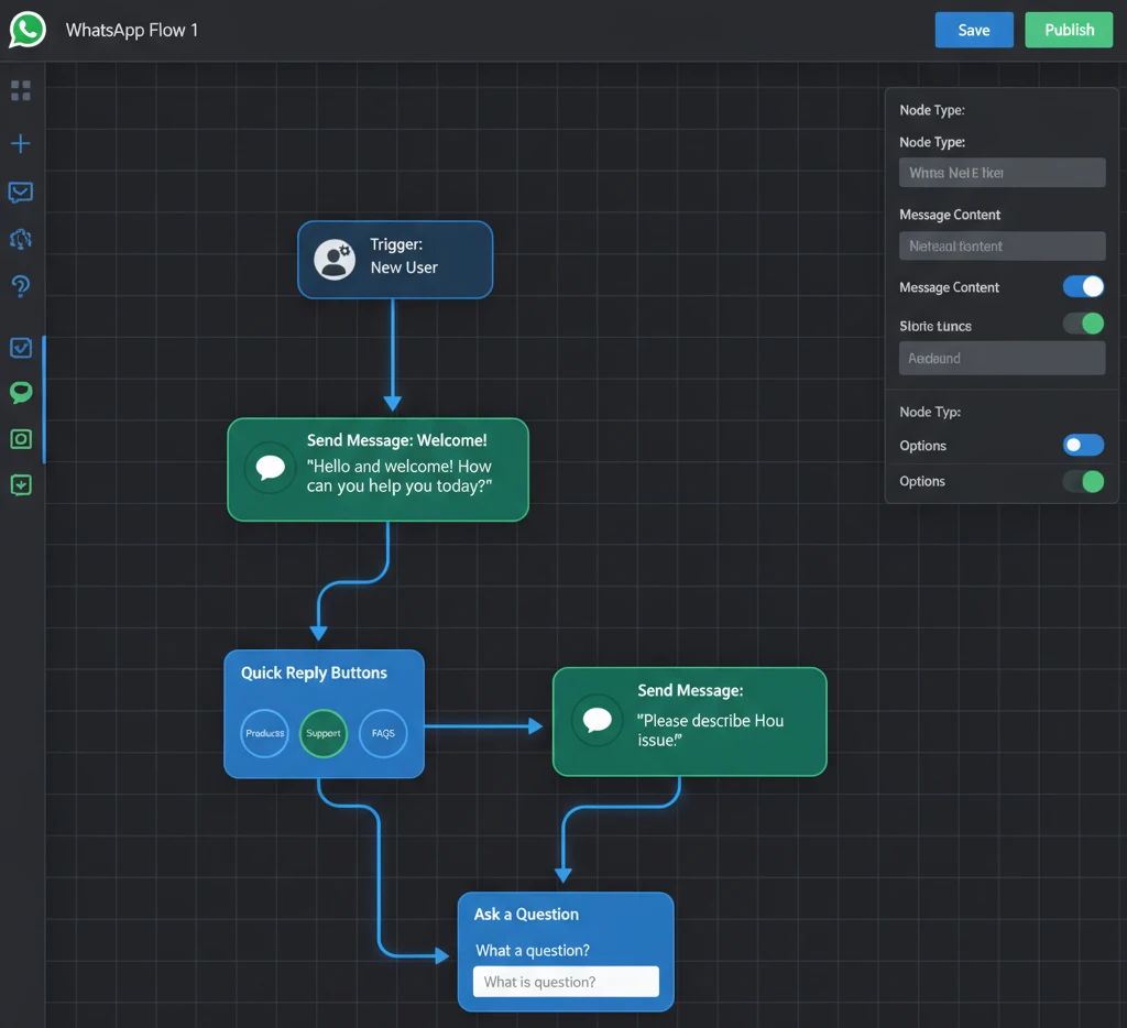 no-code chatbot builder for WhatsApp